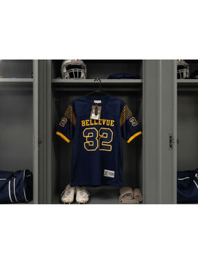 $125 BUDDA BAKER Blue Bellevue Baker #32 HIGHSCHOOL football jersey